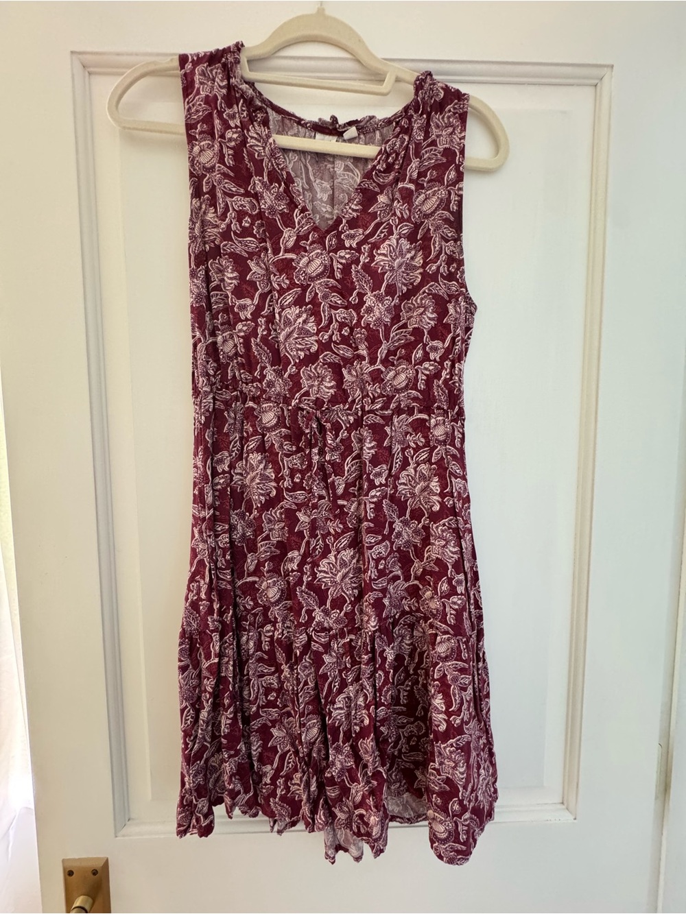 GAP Burgundy Floral V-Neck Mini Dress